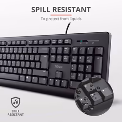 Trust Taro Wired Keyboard - Qwerty UK Layout, Quiet Keys, Full-Size Keyboard, Spill-Resistant, 1.8 m Cable, USB Plug and Play, PC/Laptop - Black