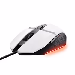 Trust GXT 109W Felox, Right-hand, Optical, USB Type-A, 6400 DPI, Black, White