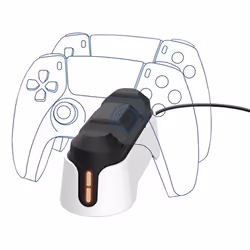 Trust GXT 228 Dual, PlayStation 5, Charging stand, Black, White, ABS, USB, Wired