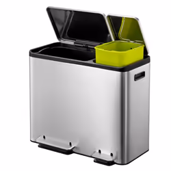 EKO Pedal Bin EcoCasa 30+15 L Matte Silver Kitchen Dustbin Waste Rubbish Bin