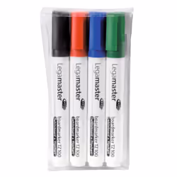 Legamaster TZ100 board marker assorted 4pcs, 4 pc(s), Black, Blue, Green, Red, Bullet tip, Multicolour, Polypropylene (PP), R ...