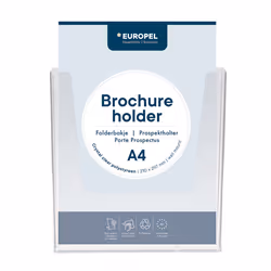 Europel Brochure holder A4 Wall Mounted Clear, Sign holder, A4, Polystyrene, Transparent, Vertical, 230 mm