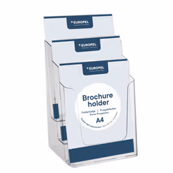 Europel Brochure holder 3xA4, Brochure holder, A4, Polystyrene, Transparent, Vertical, 233 mm