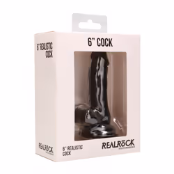 Real Rock - Realistic Dildo & Balls 6 inches - Black