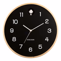 Karlsson Natural Cuckoo, Wall, Analog clock, Round, Black, Wood, Battery