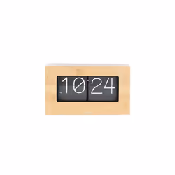 Present Time Boxed Flip Table Clock - BAMBOO
