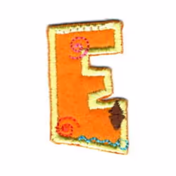 Alphabet Patch Motif Assorted Colours: Letter E - each