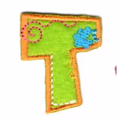 Alphabet Patch Motif  Assorted Colours: Letter T - each