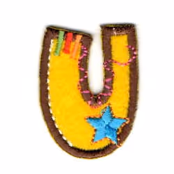 Alphabet Patch Motif Assorted Colours: Letter U - each