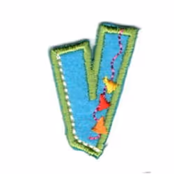 Alphabet Patch Motif  Assorted Colours: Letter V - each