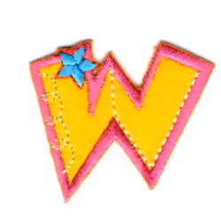 Alphabet Patch Motif Assorted Colours: Letter W - each