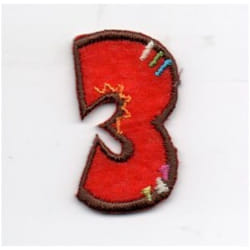 Number Patch Motif  Assorted Colours: Number 3 - each