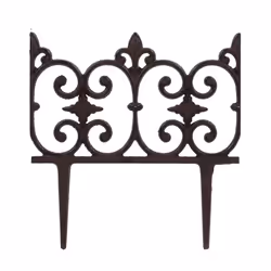 Esschert Design Fleur de lis cast iron lawn fence, Metal fencing, Panel, Decorative fencing, Cast iron, Brown, 10 mm