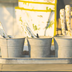Esschert Design Old zinc 3 pots on a sauce