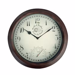 Esschert Design Gartenuhr, Wall, Quartz clock, Round, Brown, Plastic, Classic