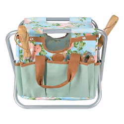 Esschert Design Garden Tool Stool Rose Print Lawn Gardening Tool Accessories