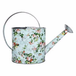 Esschert Design Rose print indoor watering can, 1.8 L, Blue, Green, Pink, White