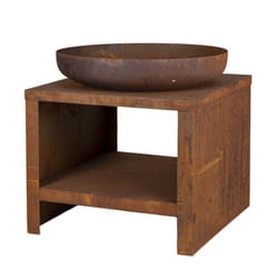 Esschert Design Fire Bowl with Wood Storage 62 cm Fire Basket Black/Brown - Rust