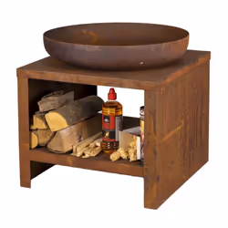 Esschert Design Fire Bowl with Wood Storage 62 cm Fire Basket Black/Brown - Rust - Additional view 2
