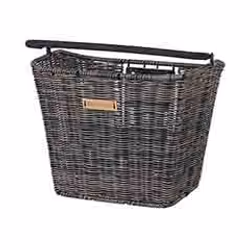 Basil Bremen Rattan Look KF, Front, Bicycle basket, Rattan, Black, 5 kg, 270 mm