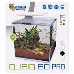 Superfish Qubiq Aquarium Nano Fish Tank Integrated Filter, Optional LED Light - White