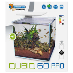 Superfish Qubiq Aquarium Nano Fish Tank Integrated Filter, Optional LED Light - White