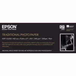 Epson Traditional Photo Paper, 17"x 15m, 300 g/m², SureColor SC-T7200D SureColor SC-T7200 SureColor SC-T5200PS SureColor SC-T ...