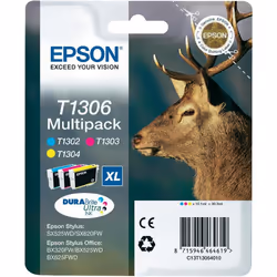 Epson Stag Multipack 3-colours T1306 DURABrite Ultra Ink, Cyan, Magenta, Yellow, Pigment-based ink, 1 pc(s), Multi pack
