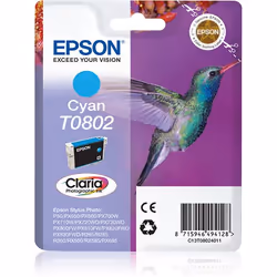 Epson Hummingbird Singlepack Cyan T0802 Claria Photographic Ink, Cyan, 1 pc(s)