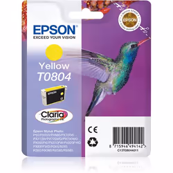 Epson Hummingbird Singlepack Yellow T0804 Claria Photographic Ink, Yellow, Pigment-based ink, 1 pc(s)