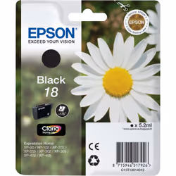 Epson Daisy Singlepack Black 18 Claria Home Ink, Standard Yield, Photo black, Dye-based ink, 1 pc(s)