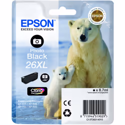 Epson Polar bear Singlepack Photo Black 26XL Claria Premium Ink, High (XL) Yield, Photo black, Dye-based ink, 1 pc(s)