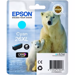 Epson Polar bear Singlepack Cyan 26XL Claria Premium Ink