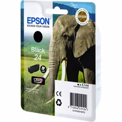 Epson Elephant Singlepack Black 24 Claria Photo HD Ink, Black, Pigment-based ink, 1 pc(s)