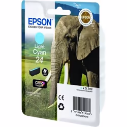 Epson Elephant Singlepack Light Cyan 24 Claria Photo HD Ink, Light Cyan, Pigment-based ink, 1 pc(s)