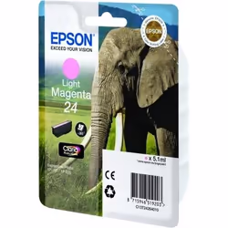 Epson Elephant Singlepack Light Magenta 24 Claria Photo HD Ink, Light magenta, Pigment-based ink, 1 pc(s)