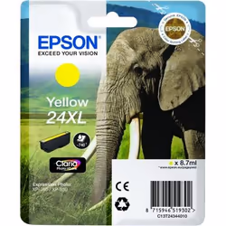 Epson Elephant Singlepack Yellow 24XL Claria Photo HD Ink