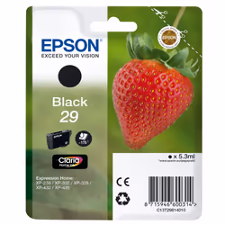 Epson Strawberry 29 K, Standard Yield, Black, Pigment-based ink, 5.3 ml, 1 pc(s), 175 pages