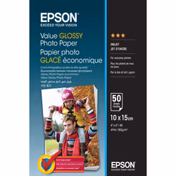 Epson Value Glossy Photo Paper - 10x15cm - 50 sheets, Gloss, 183 g/m², 10x15 cm, Office printing, Calendar, Photo collage, Ph ...