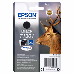 Epson Stag Singlepack Black T1301 DURABrite Ultra Ink, High (XL) Yield, Black, Pigment-based ink, 25.4 ml, 1 pc(s)