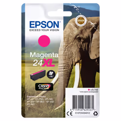Epson Elephant Singlepack Magenta 24XL Claria Photo HD Ink, Magenta, Pigment-based ink, 8.7 ml, 1 pc(s), 740 pages