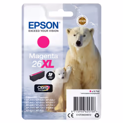 Epson Polar bear Singlepack Magenta 26XL Claria Premium Ink, Magenta, Pigment-based ink, 9.7 ml, 1 pc(s), 700 pages