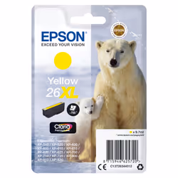 Epson Polar bear Singlepack Yellow 26XL Claria Premium Ink, Yellow, Pigment-based ink, 9.7 ml, 1 pc(s), 700 pages