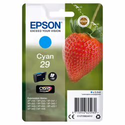 Epson Strawberry Singlepack Cyan 29 Claria Home Ink, Cyan, 3.2 ml, 1 pc(s), 180 pages
