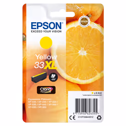 Epson Oranges Singlepack Yellow 33XL Claria Premium Ink, High (XL) Yield, Yellow, Pigment-based ink, 8.9 ml, 1 pc(s), 650 pag ...