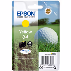 Epson Golf ball Singlepack Yellow 34 DURABrite Ultra Ink, Standard Yield, Yellow, Pigment-based ink, 4.2 ml, 1 pc(s), 300 pag ...