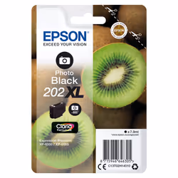 Epson Kiwi Singlepack Photo Black 202XL Claria Premium Ink, High (XL) Yield, Photo black, Dye-based ink, 7.9 ml, 1 pc(s), 800 ...