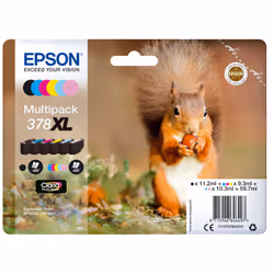 Epson Squirrel Multipack 6-colours 378XL Claria Photo HD Ink, High (XL) Yield, Black, Cyan, Light Cyan, Magenta, Light magent ...
