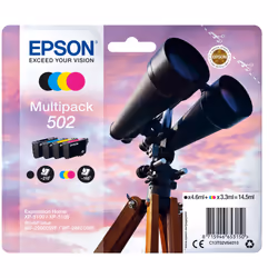 Epson Multipack 4-colours 502 Ink, Standard Yield, Black, Cyan, Magenta, Yellow, 4.6 ml, 3.3 ml, 1 pc(s), 210 pages