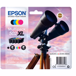 Epson Multipack 4-colours 502XL Ink, High (XL) Yield, Black, Cyan, Magenta, Yellow, Pigment-based ink, Dye-based ink, 9.2 ml, ...